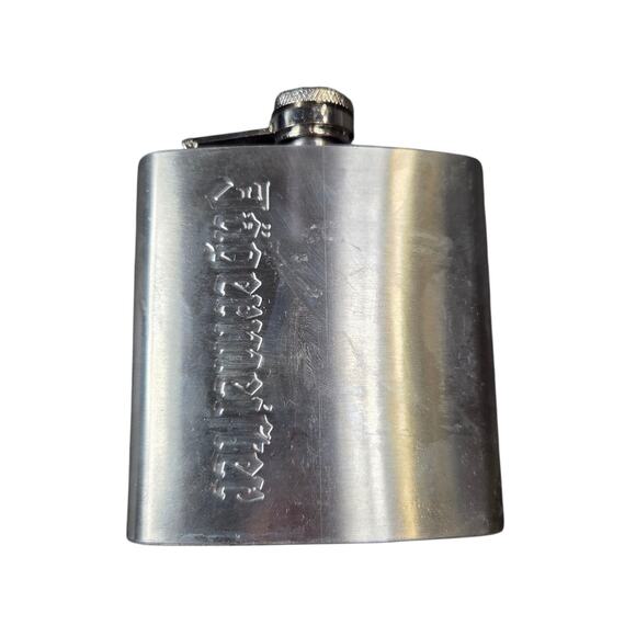 Jagermeister Flask Stainless 6 oz Screw Down 4.25" x 3.75"‎ Liquor Alcohol - Picture 1 of 4